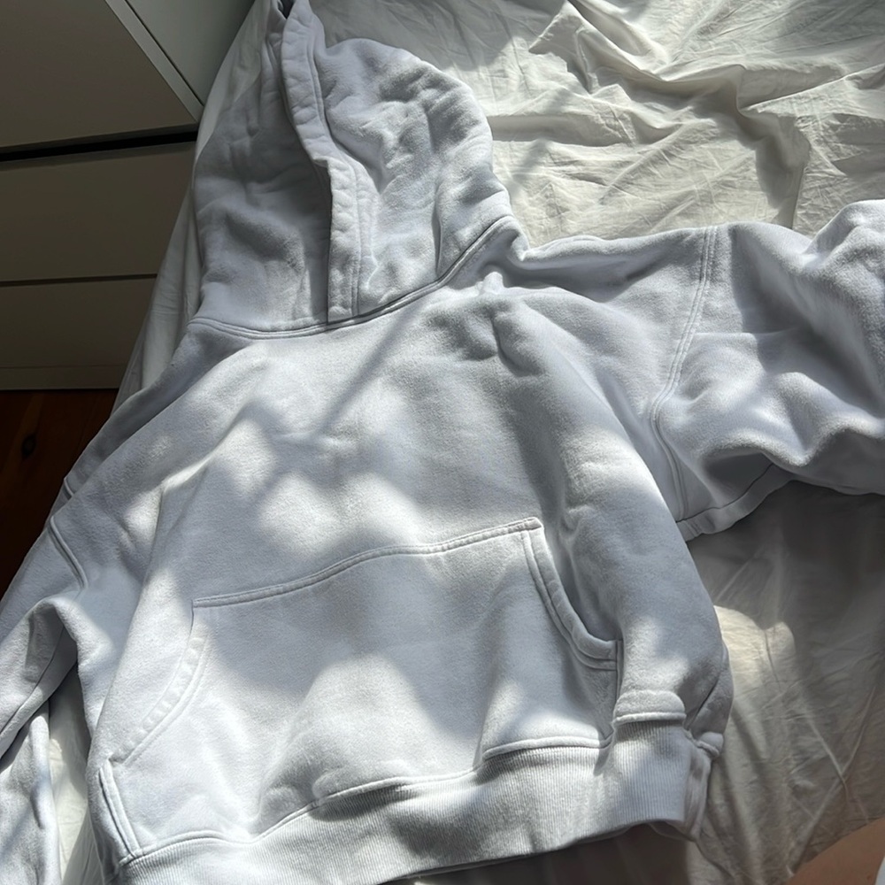 COPY - White TNA cozy fleece Aritzia boyfriend cropped hoodie, size M
